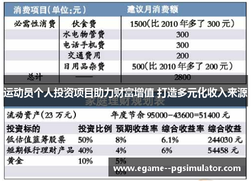 运动员个人投资项目助力财富增值 打造多元化收入来源