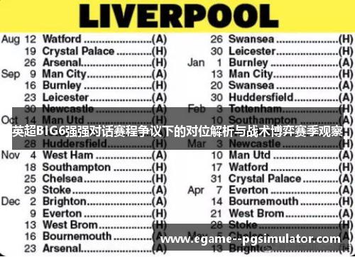 英超BIG6强强对话赛程争议下的对位解析与战术博弈赛季观察